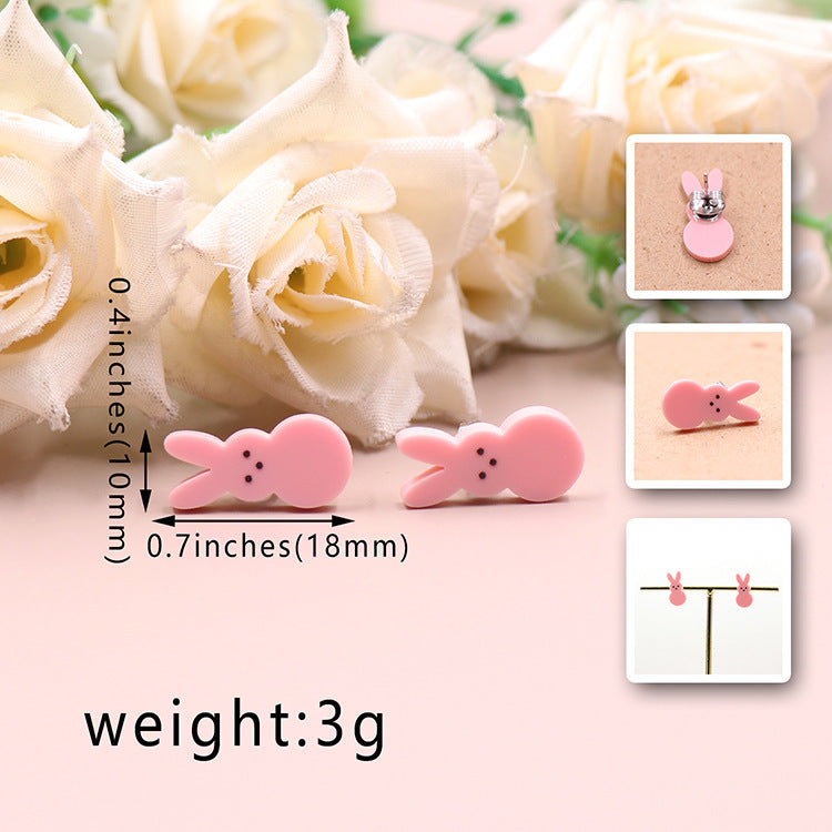 Boucles d'oreilles en acrylique de pâques en forme de lapin, mignonnes et à la mode pour femmes