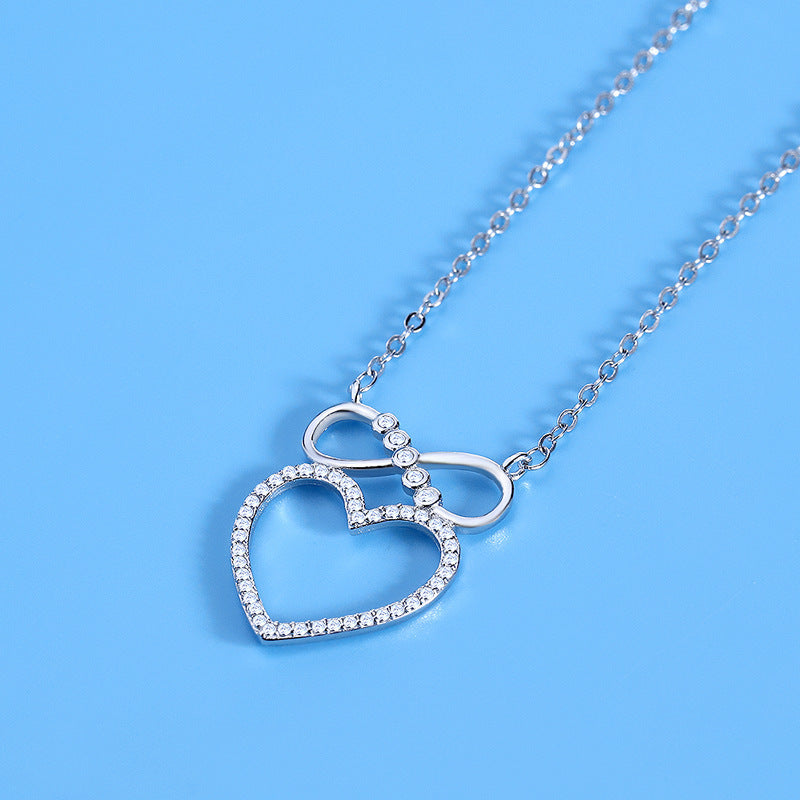 Collier en forme de cœur avec pendentif en Zircon, chaîne de clavicule, bijoux