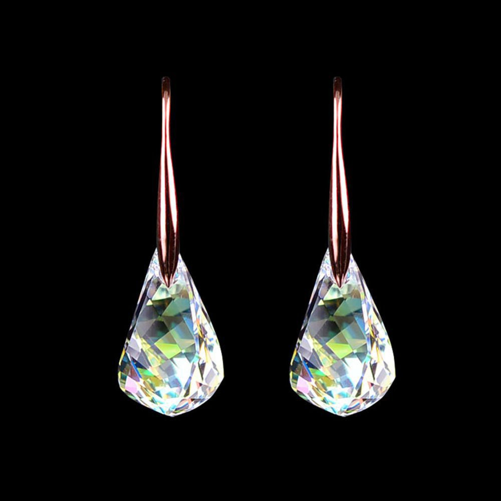 Boucles d'oreilles simples et élégantes en or rose, cristal artificiel