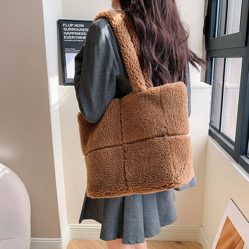 Sac à main en peluche de luxe pour femmes, fourre-tout mignon de mode d'hiver, grande capacité, Portable, épaule unique, sacs en fourrure