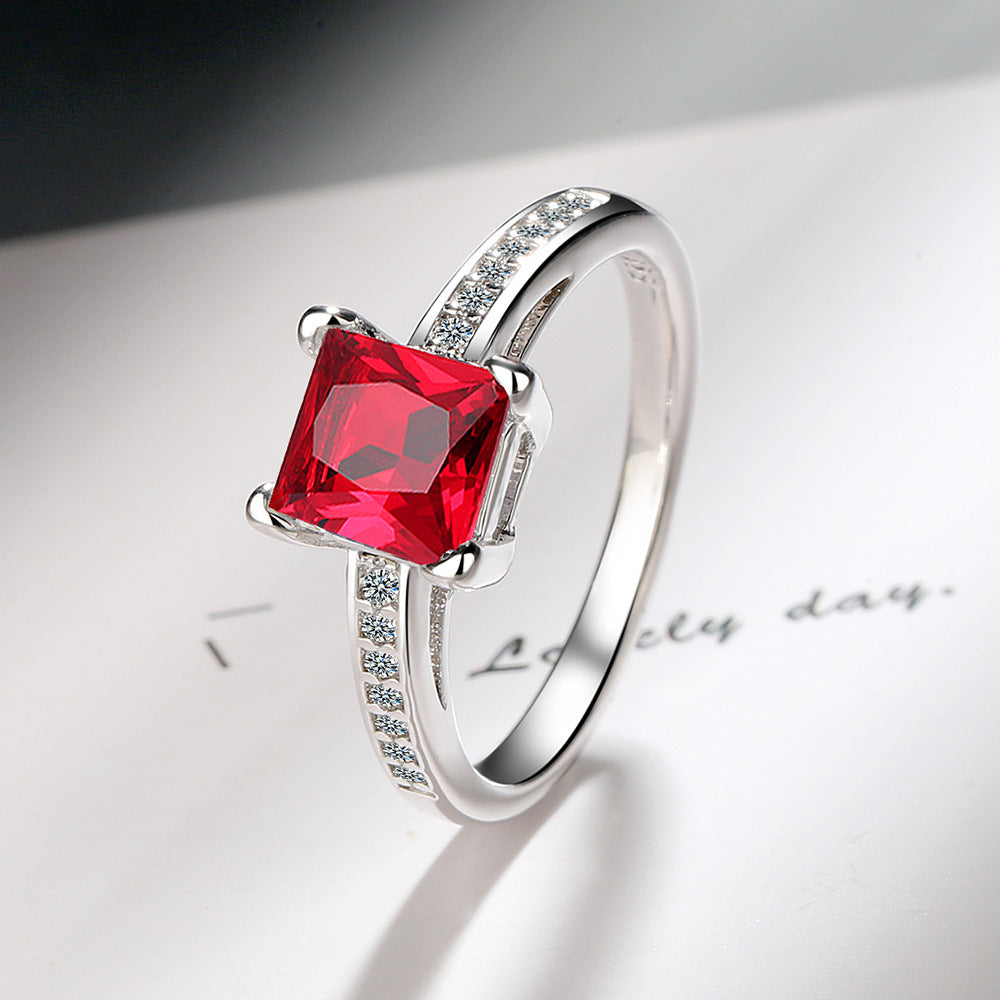 Bague de Bracelet transfrontalière de princesse en Zircon, strass carrés à quatre griffes