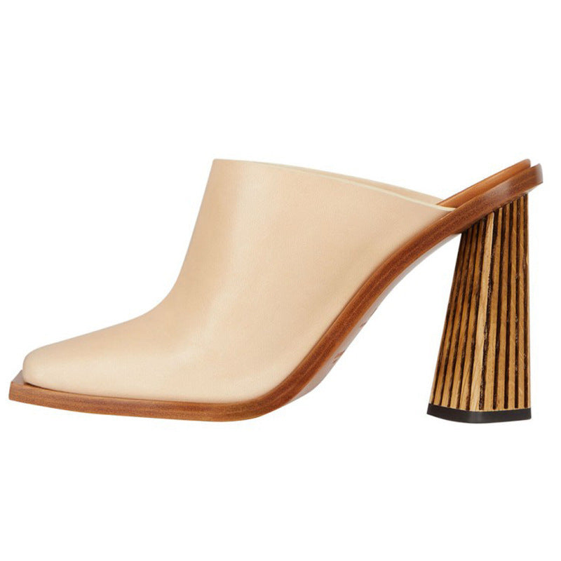 Demi-pantoufles paresseuses à bout carré et talon profilé