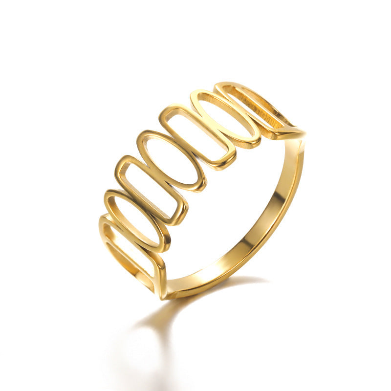 Anillo hueco de acero inoxidable Anillo geométrico en forma de corazón