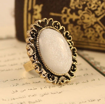 Vintage Oval Flower Gemstone Ring For Women