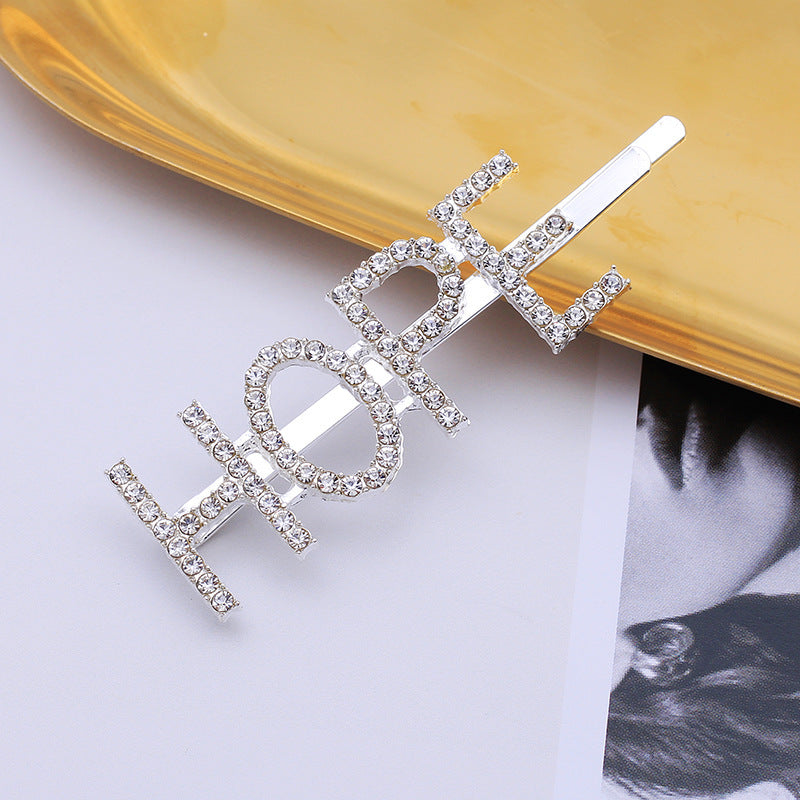 Letra Clip lateral Flequillo Diamante de imitación