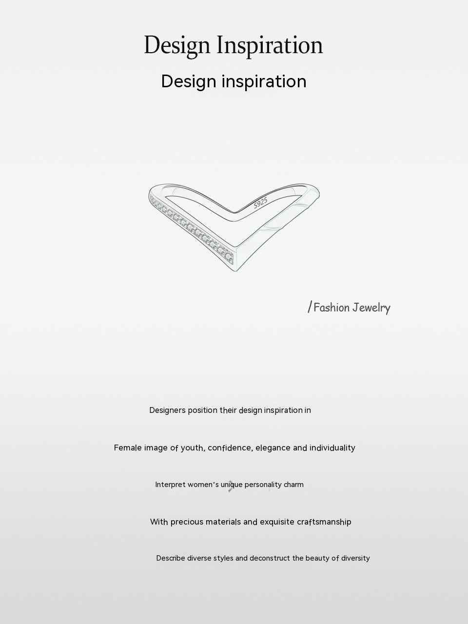 S925 Sterling Silver Fashion V-shaped Blue Enamel Diamond-studded Ring