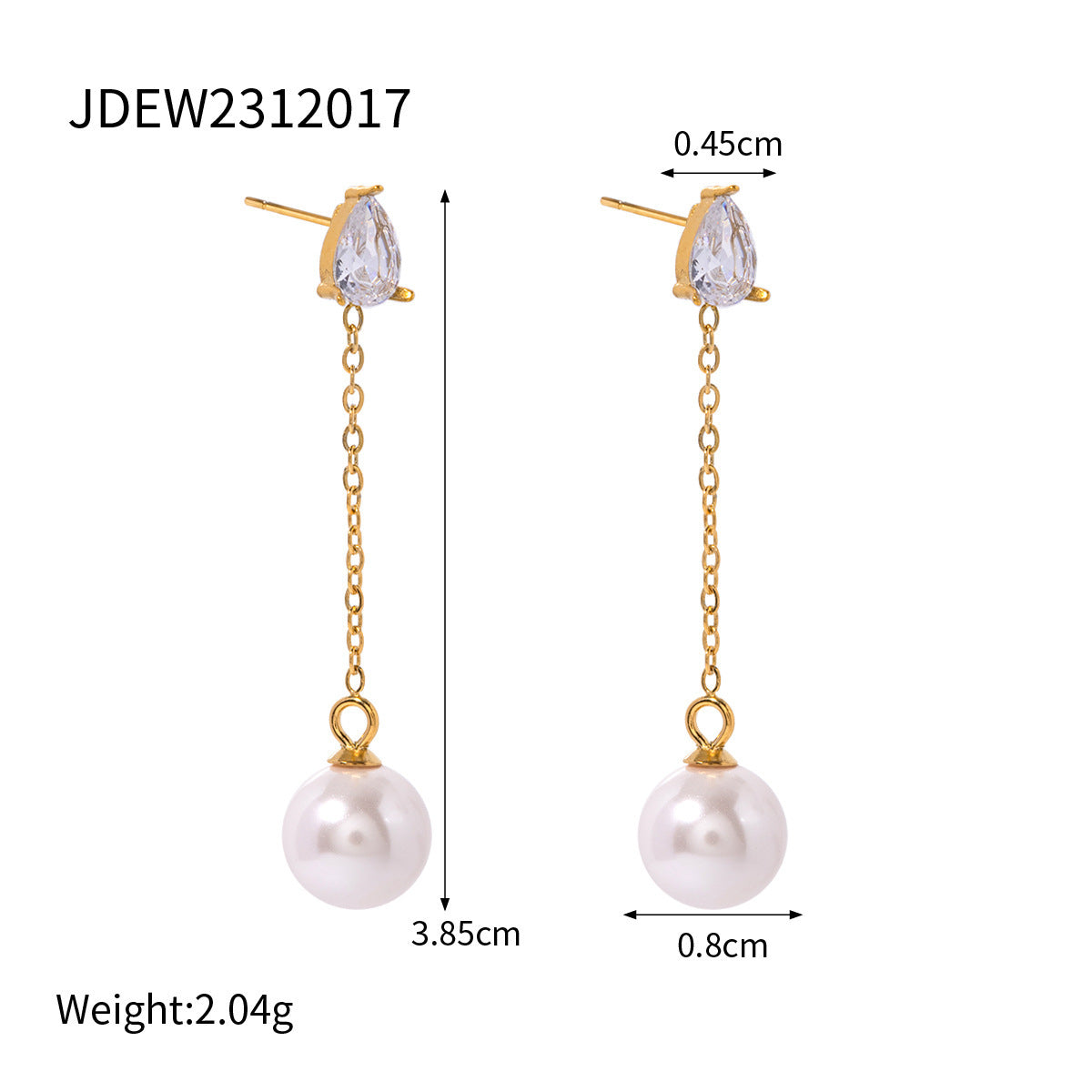Boucles d'oreilles pendantes en zircon et perles exquises