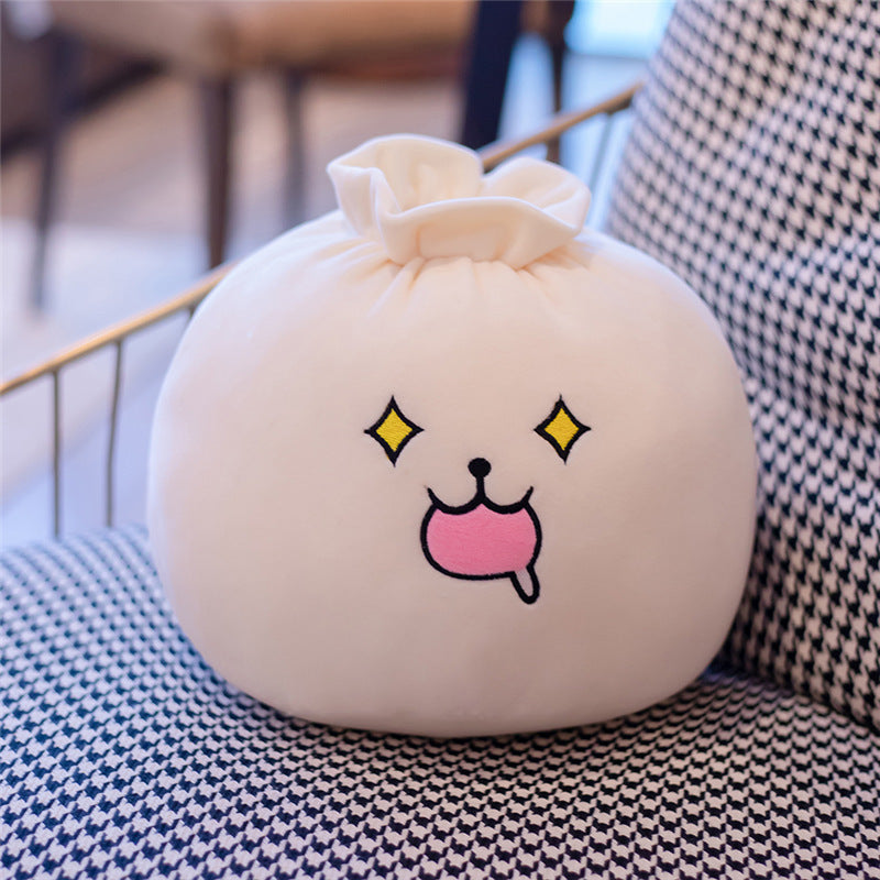 Expression douce et mignonne, un chignon en peluche, oreiller en pâte élastique