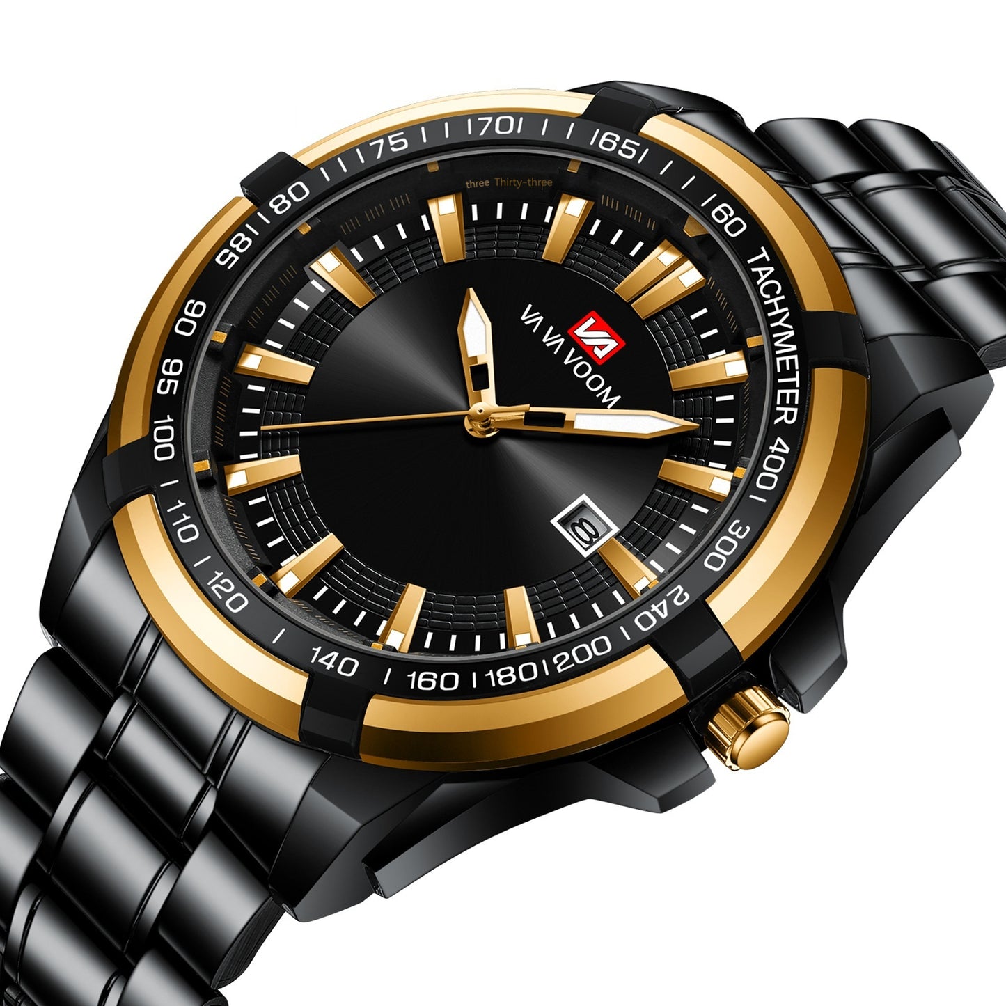 Calendario de camarones secos tendencia estudiante negocios deportes correa de acero reloj luminoso