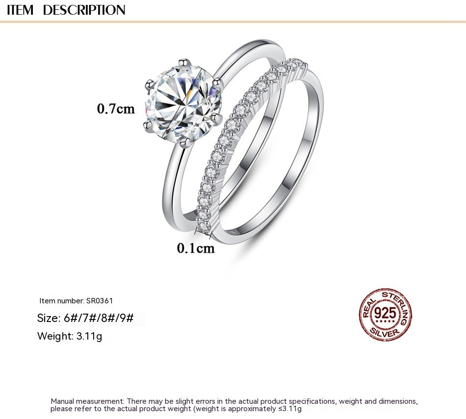 Conjunto de anillos combinados de circón con incrustaciones simples