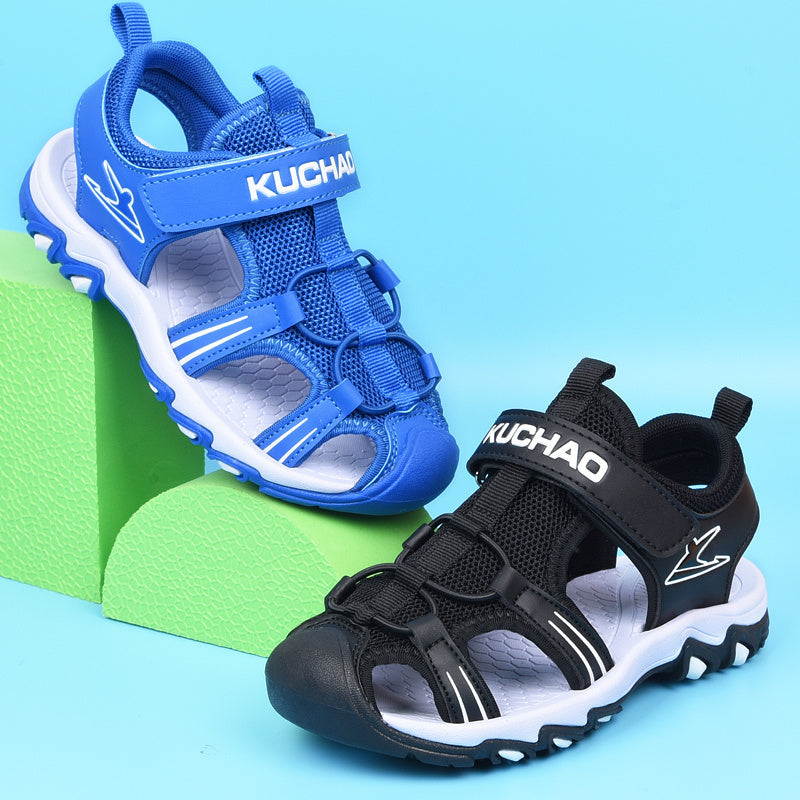 Sandalias para Niños Baotou Verano Suela Blanda Zapatos de Playa para Niños Negros Sandalias para Niños Antideslizantes