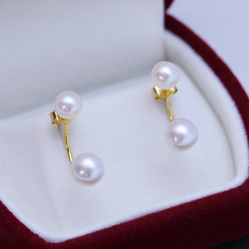 Boucles d'oreilles Double perle en argent S925 pour femme