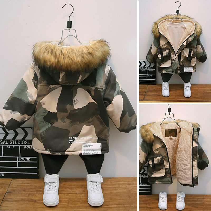 Veste rembourrée de camouflage d'hiver pour bébé de style étranger pour garçon