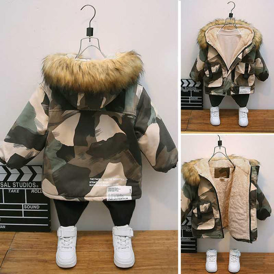 Veste rembourrée de camouflage d'hiver pour bébé de style étranger pour garçon