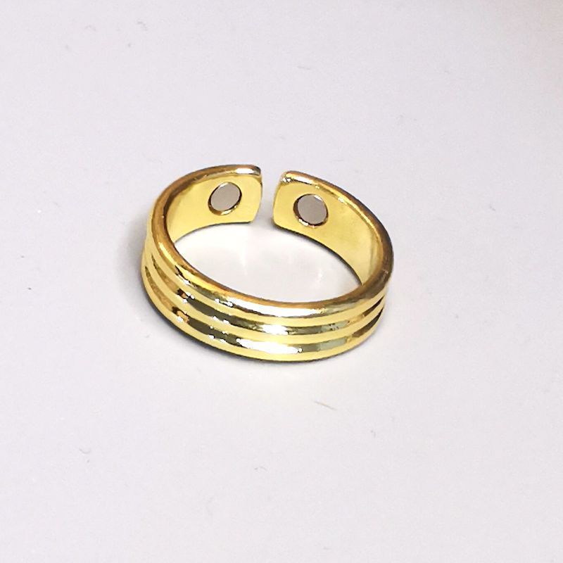Anillo magnético abierto magnético personalizado de oro rosa galvanizado para hombre