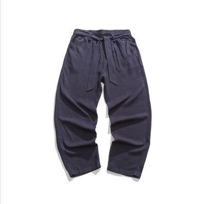 Chinese Style Summer Men's Vintage Belt Casual Pants