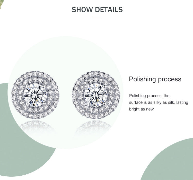 Boucles d'oreilles rondes élégantes en argent sterling S925 pour femmes