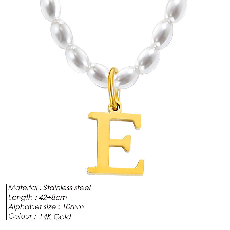 Collar de letras de acero inoxidable con diseño minoritario de lujo ligero