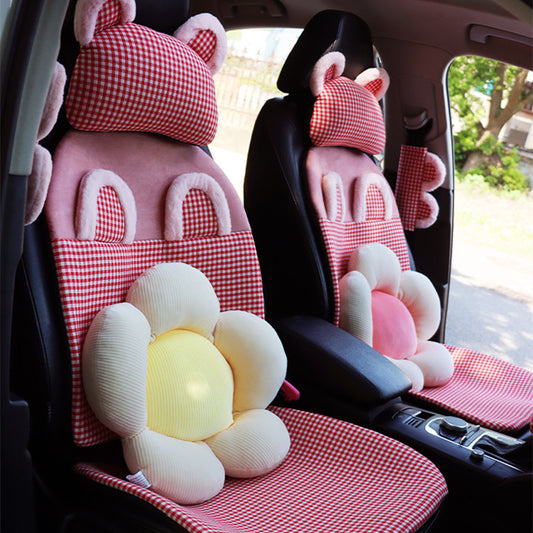 Cojín de asiento de coche Four Seasons a cuadros de lino