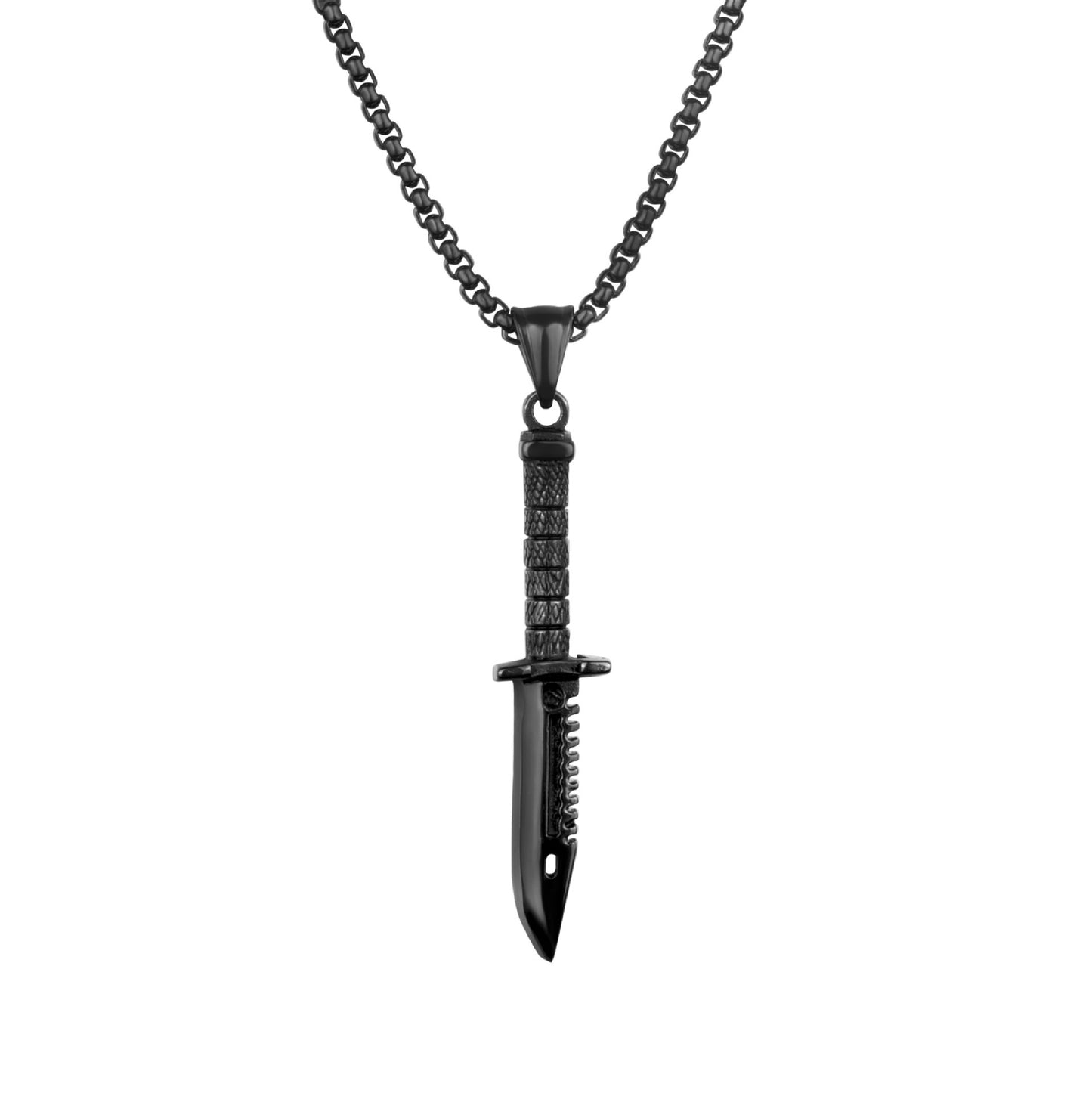 Collar con colgante de cuchillo y daga larga para hombre