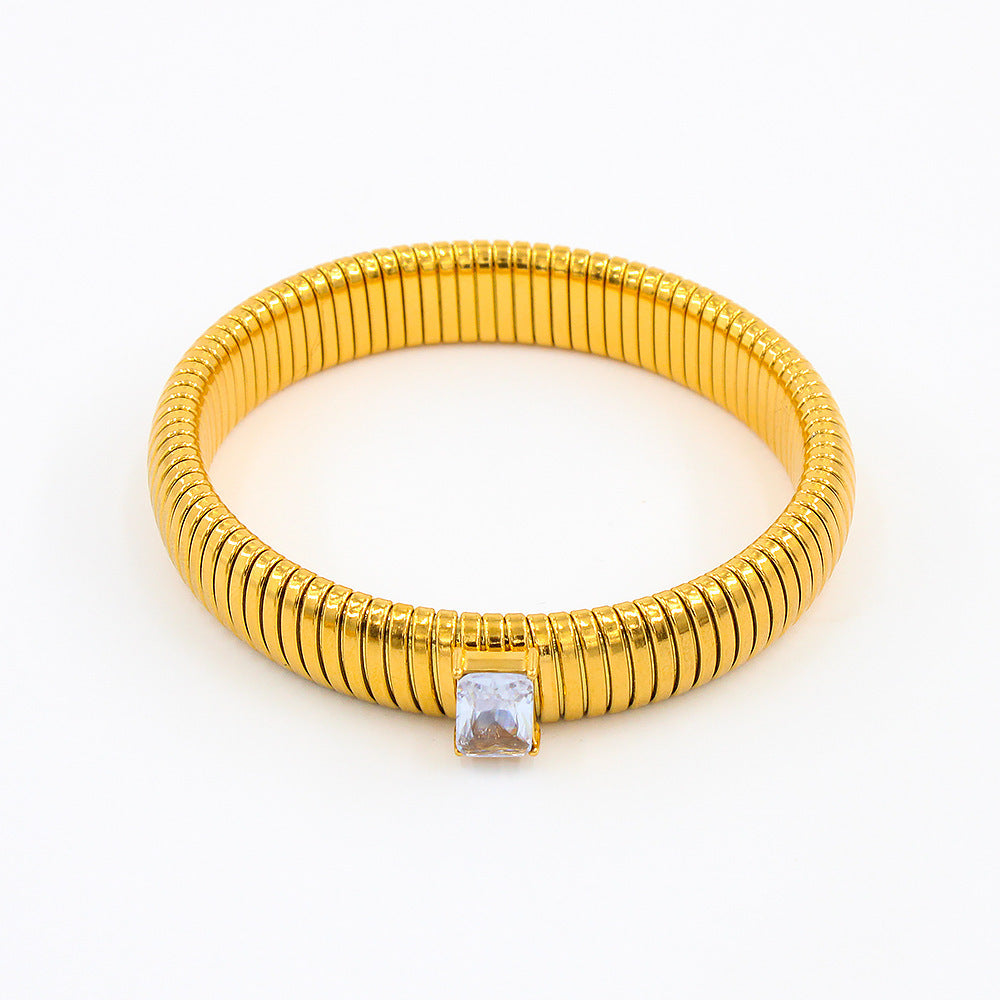 Titanium Steel Square Zircon INS18K Gold Bracelet