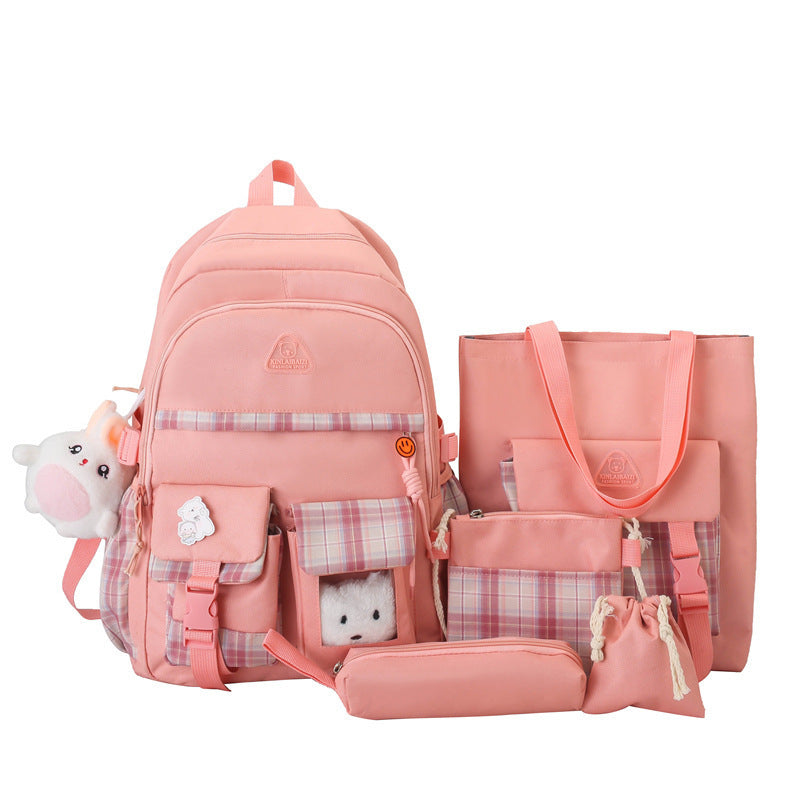 Ensemble de cinq pièces de sac à dos de style Preppy mignon