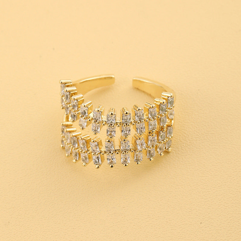 South Korea Light Luxury High Sense Elegant Zircon Ring Line Ins Style