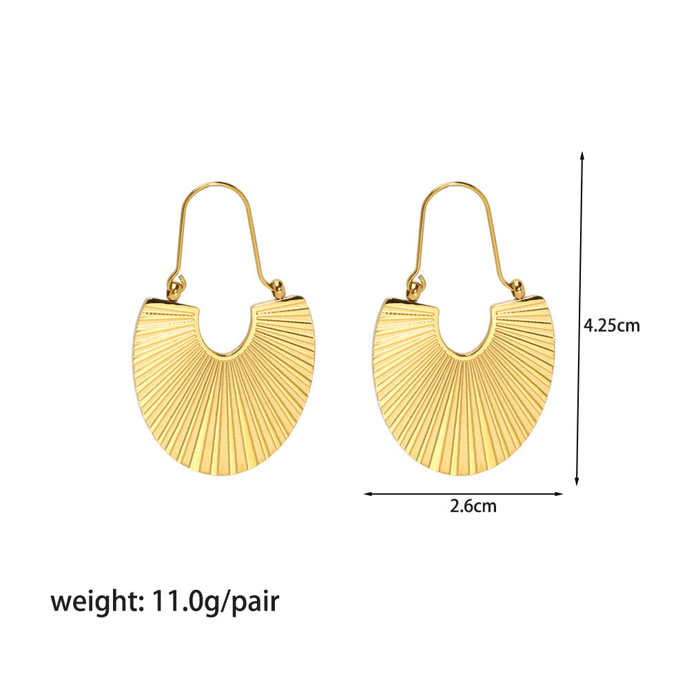 Boucles d'oreilles pétoncles côtelées en acier inoxydable