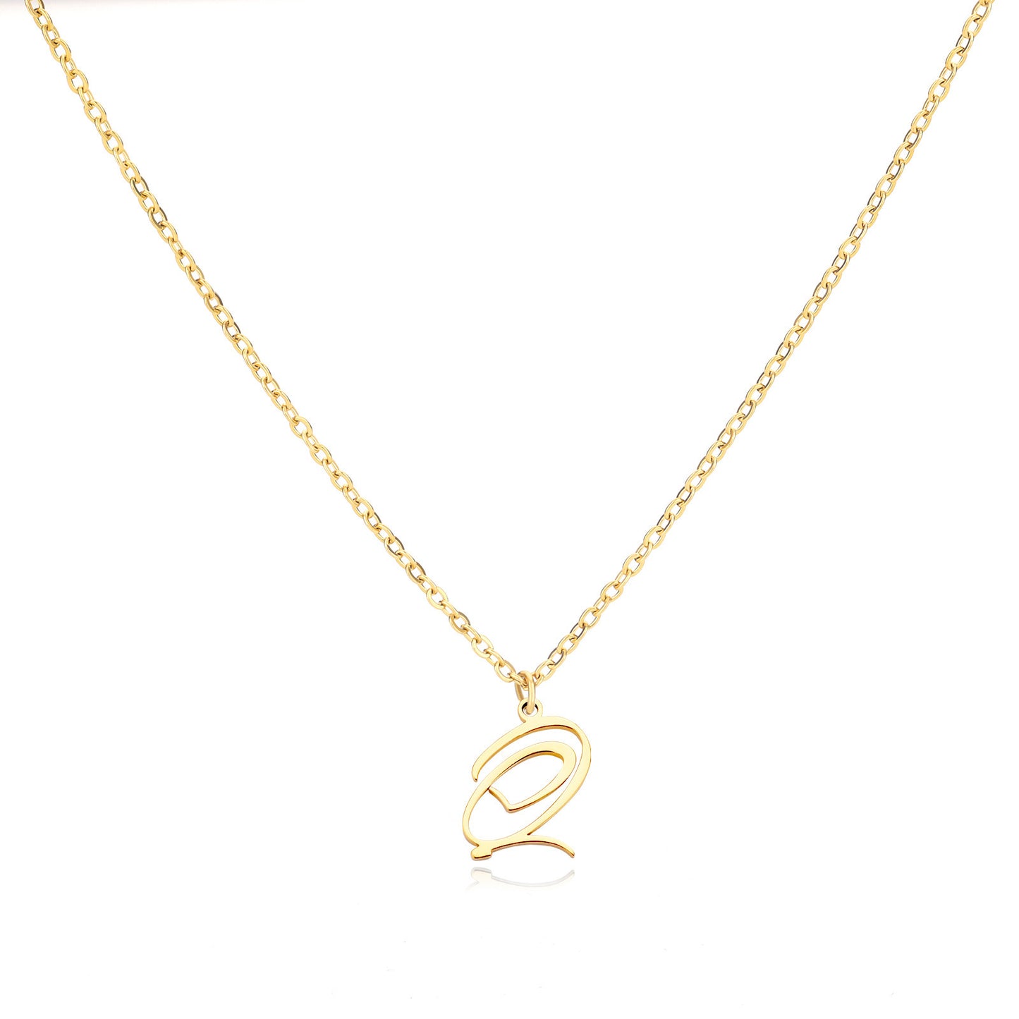 Collier créatif en acier inoxydable avec pendentif lettre cœur Simple pour femmes