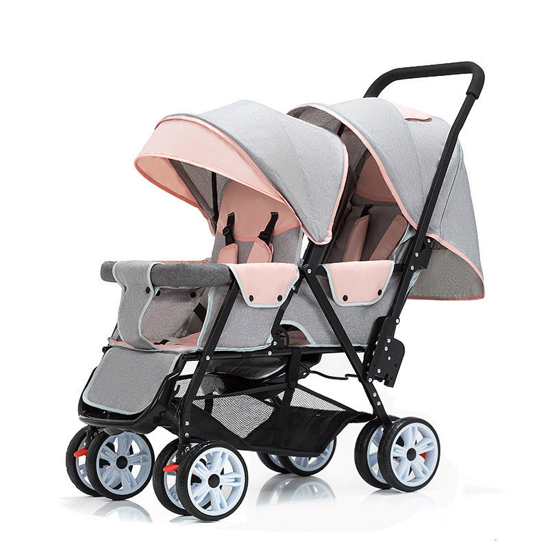 Poussette légère pour bébé, assise avant et arrière, grande taille, quatre roues, pratique, Double assise, chariot pliant
