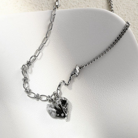 Pleated Heart Necklace Simple All-match