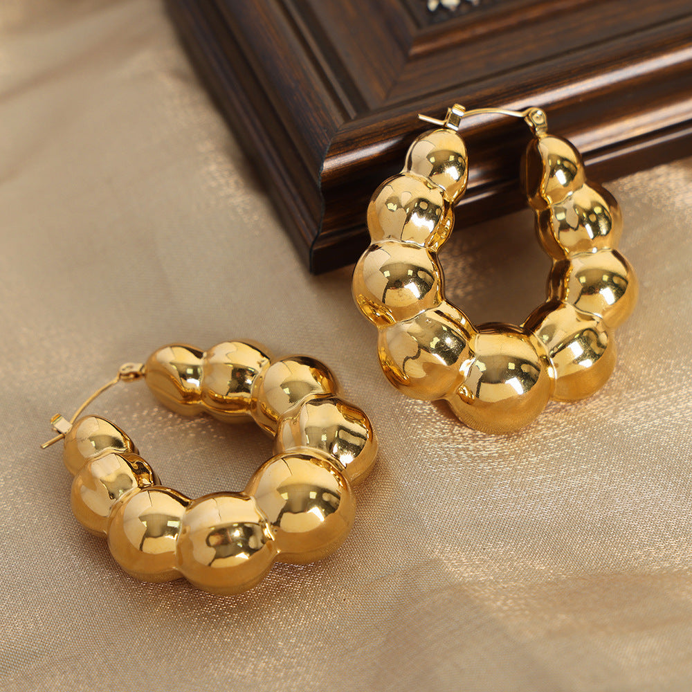 New Geometric Quality Earrings Steel Ball Splicing Design