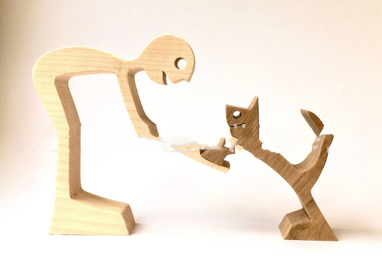 Figurine de chien en bois à faire soi-même, Sculpture de décoration de maison, un homme et un chien, Sculpture en bois, cadeaux de noël, modèle de décoration