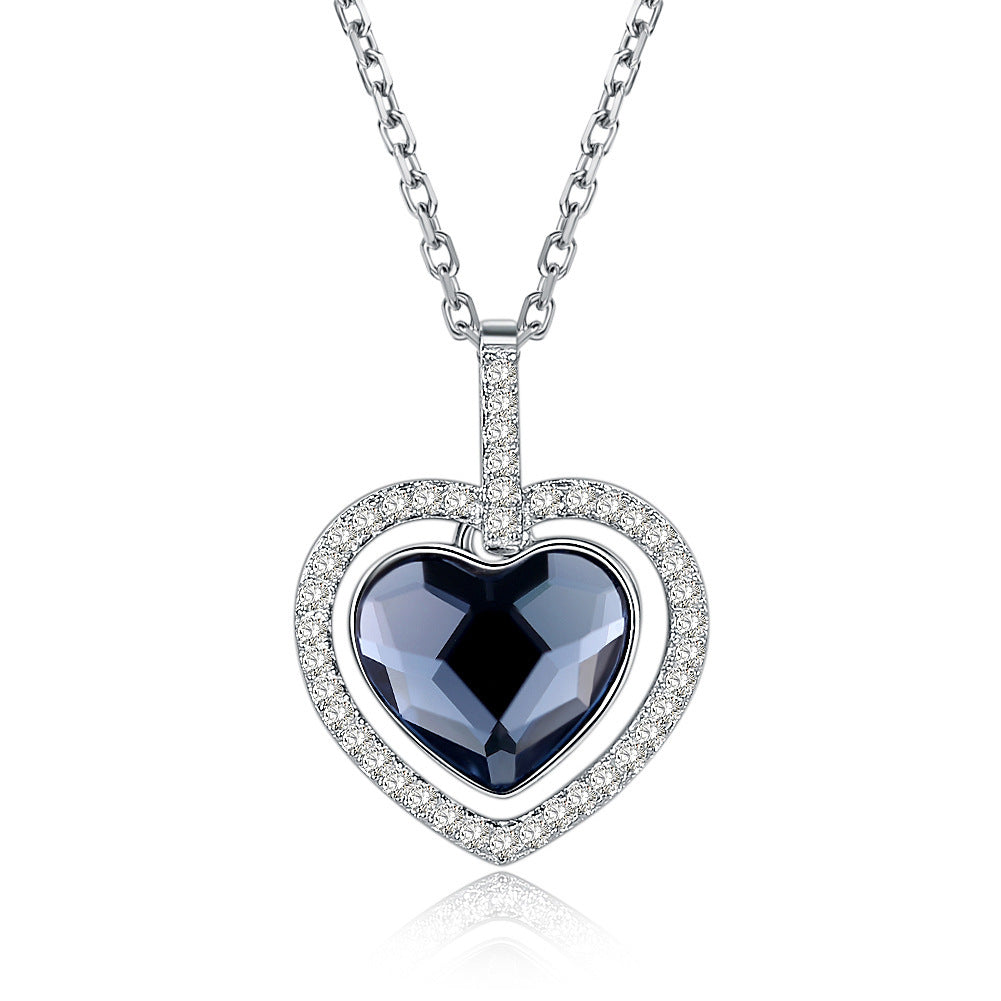 Collier en cristal femme S925 argent Sterling diamant coeur