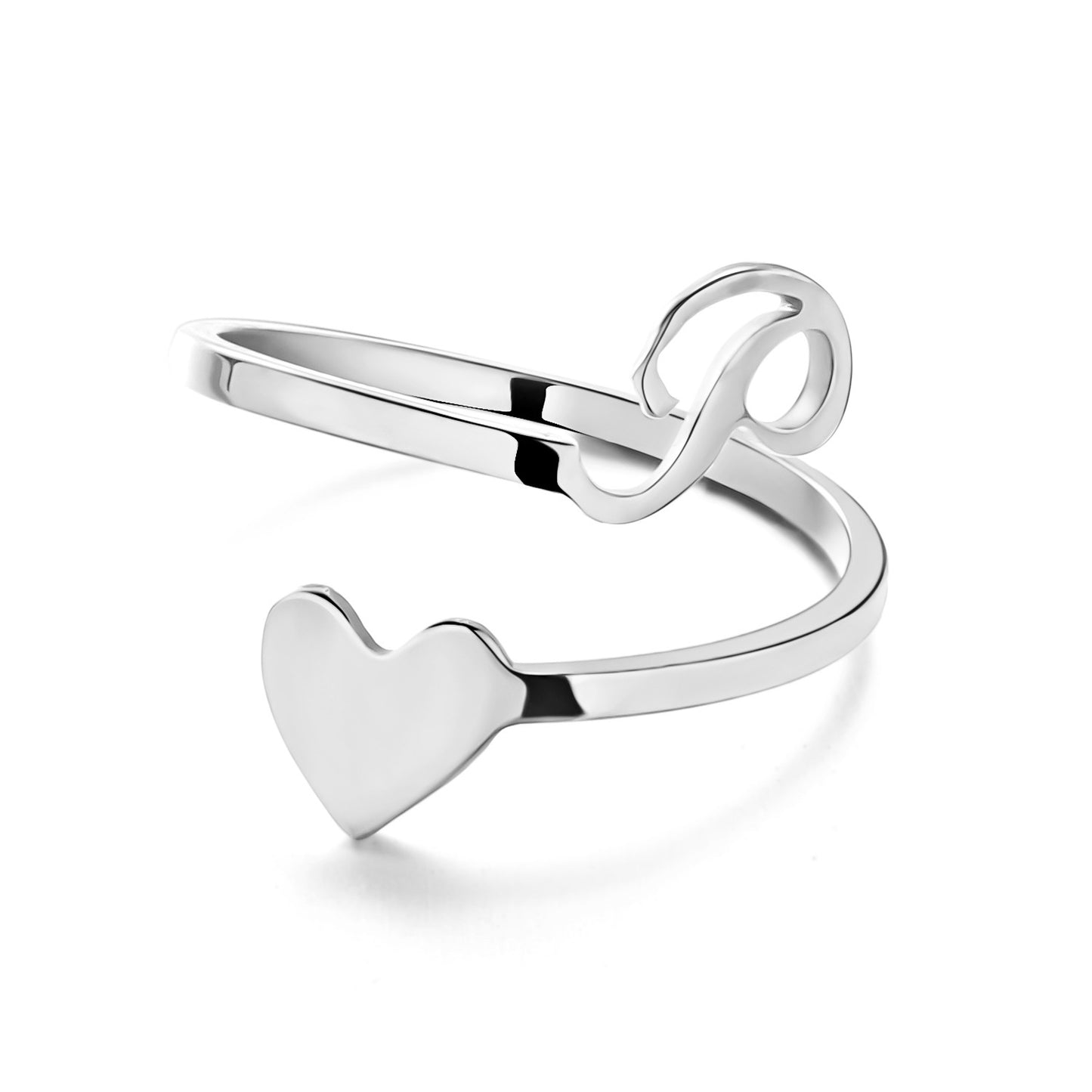 Simple Letter Three-dimensional Loving Heart With Opening Adjustable Ring
