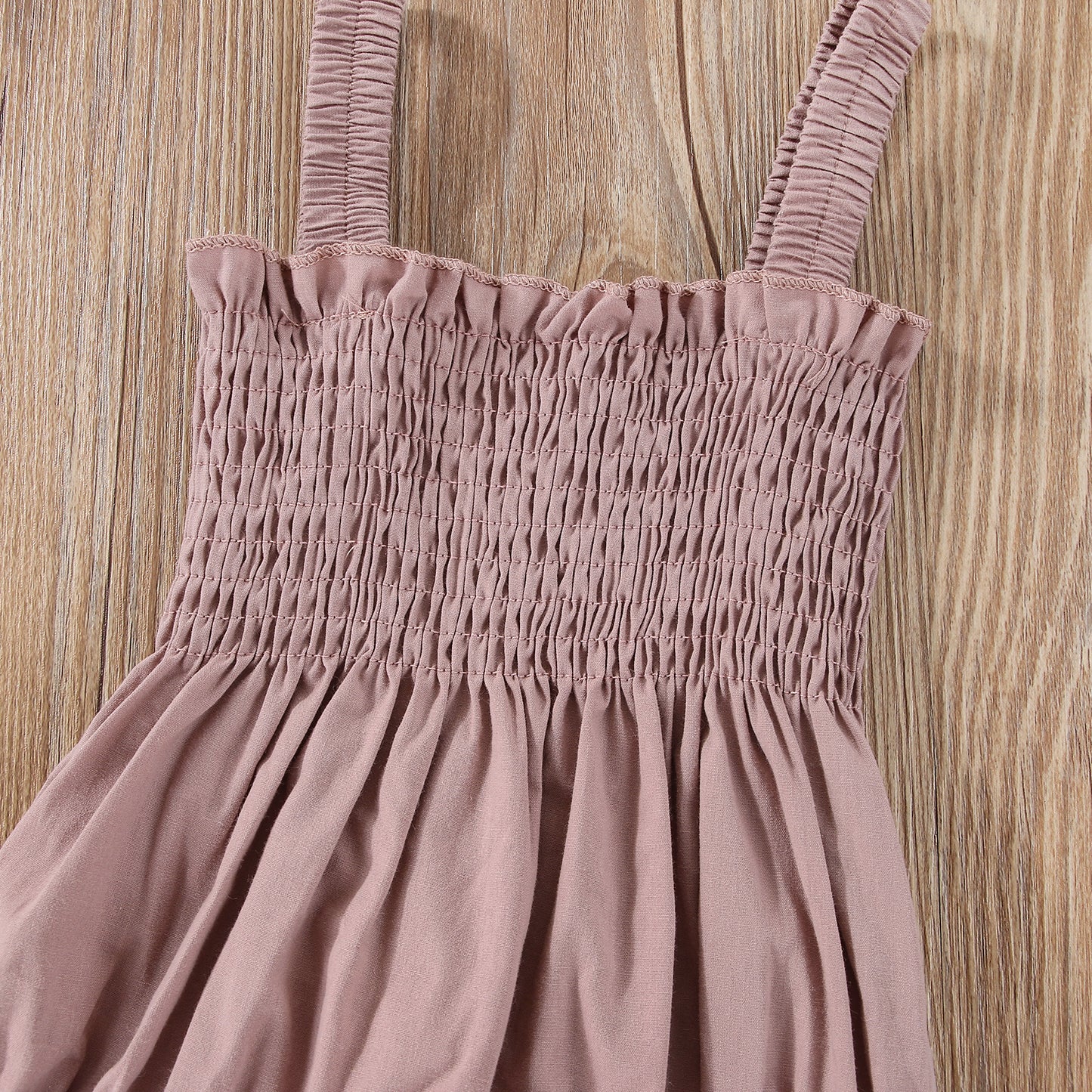 Combinaison d'été pour bébé fille, tenue froncée de couleur unie
