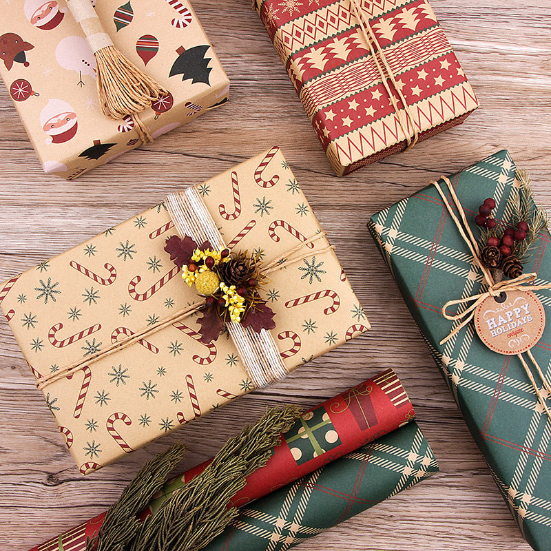 Papier d'emballage Kraft de Noël vintage Papier d'emballage cadeau de Noël