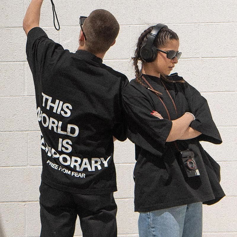 This World Is A Temporary Backletter Printed Short-sleeved T-shirt
