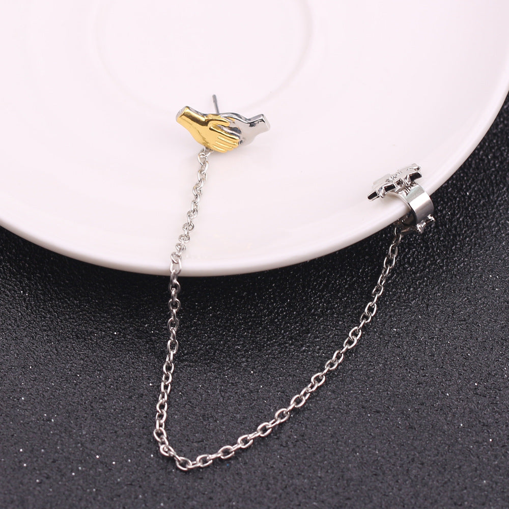 Fashion Personalized Women's High-end XINGX Double-hand Handshake Ear Studs