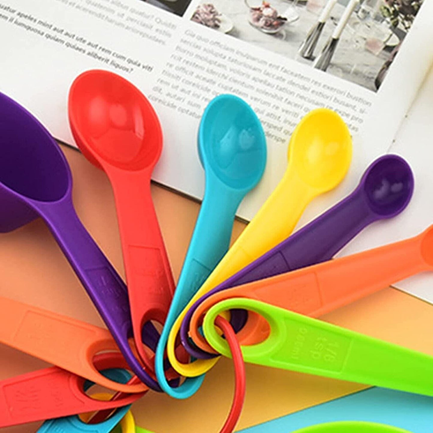 Tazas y cucharas medidoras multicolores, juego de 12 piezas, utensilios de cocina de plástico
