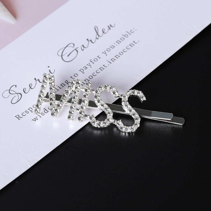 Letra Clip lateral Flequillo Diamante de imitación