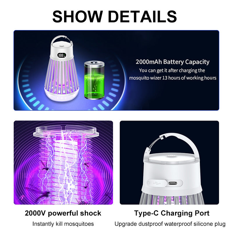 Lampe anti-moustique à affichage numérique, piège à moustiques à choc électrique, piège répulsif à insectes sans rayonnement pour chambre à coucher, Gadgets d'été en plein air