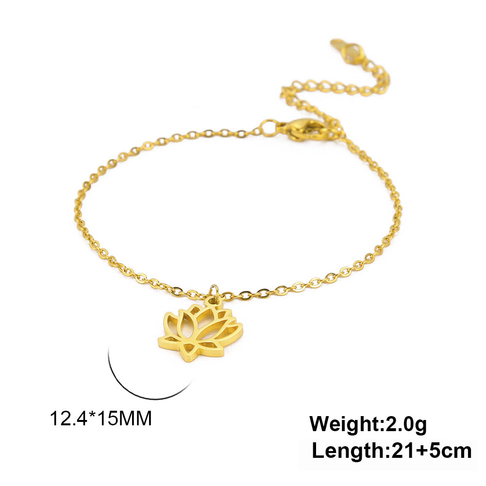 Women's Lotus Stainless Steel Bohemian Pendant Ankle Bracelet Beach Accessories