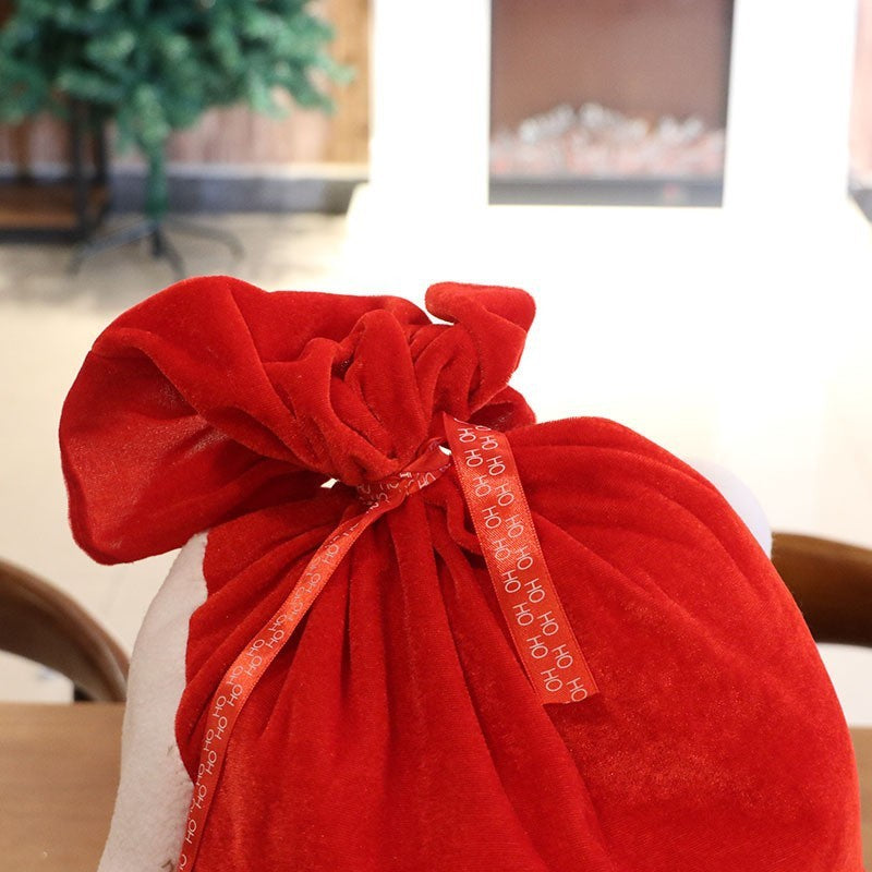 Sac à dos de bonbons en tissu de velours doré du Père Noël