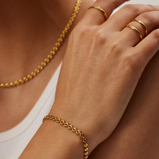 Ins Style – collier et bracelet tissés en acier inoxydable plaqué or 18 carats, creux, amour