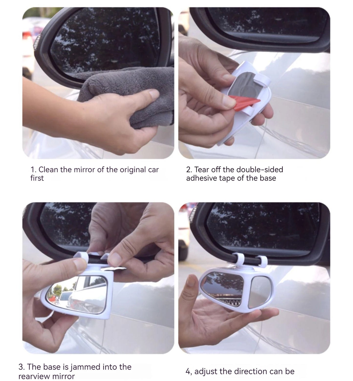 Petit rétroviseur rond de voiture, rétroviseur grand angle pour roues avant et arrière, rétroviseur auxiliaire double face, rétroviseur latéral grand angle réglable à 360 ° pour voiture