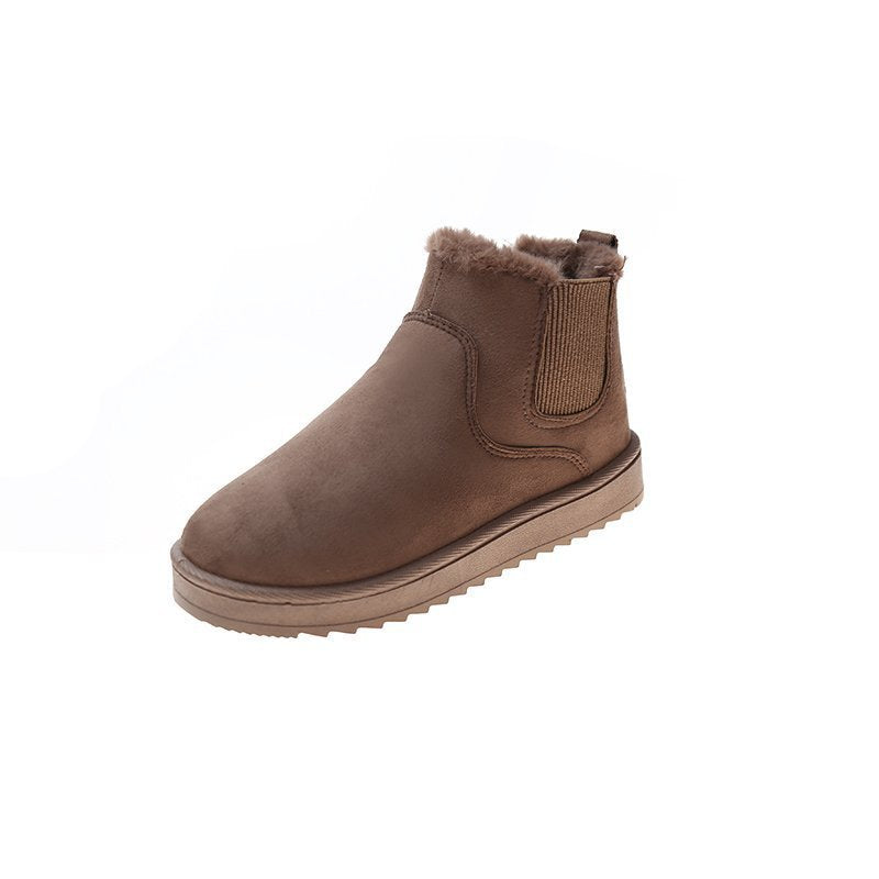 Bottes de neige pour femmes mode velours rembourré épais plat