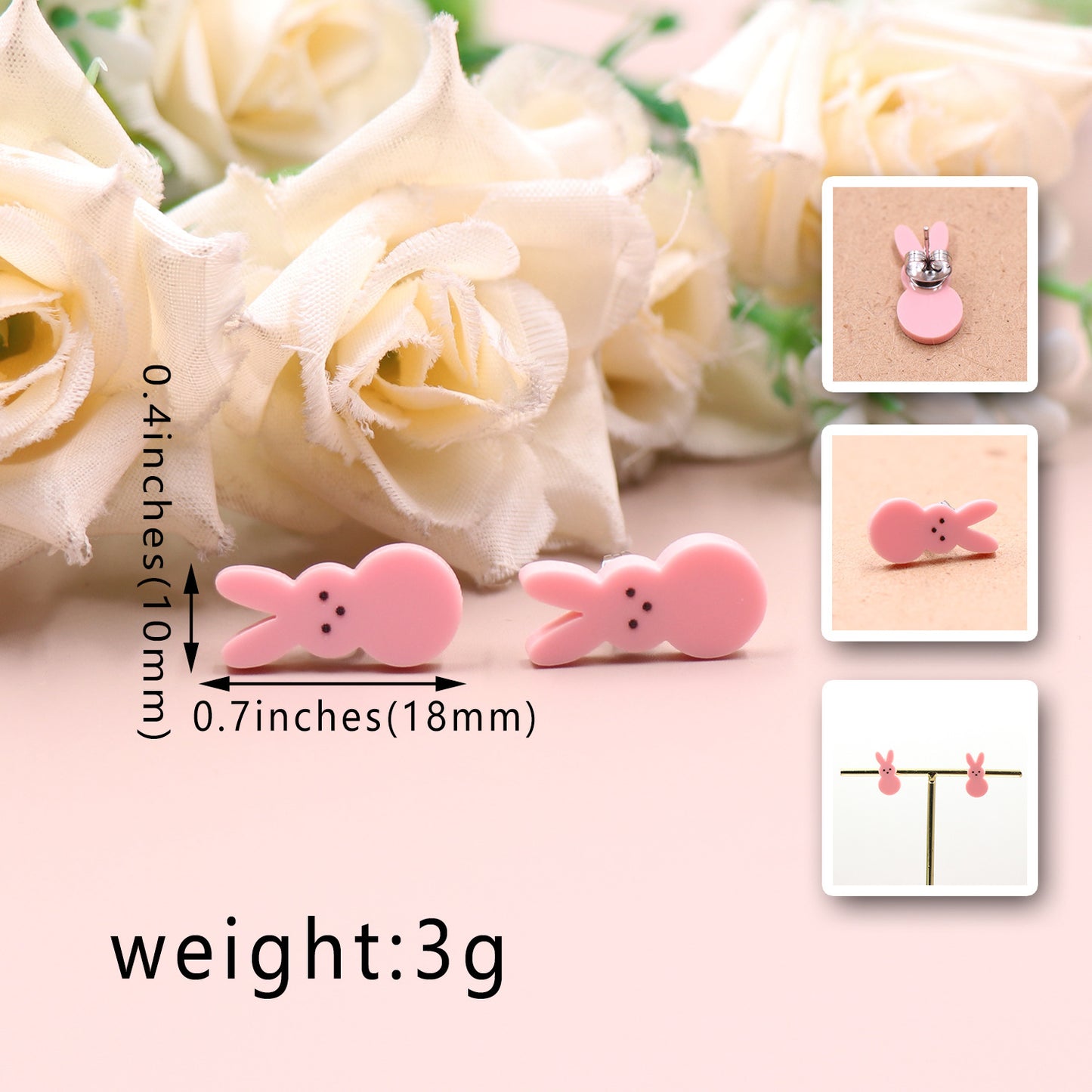 Boucles d'oreilles en acrylique de pâques en forme de lapin, mignonnes et à la mode pour femmes