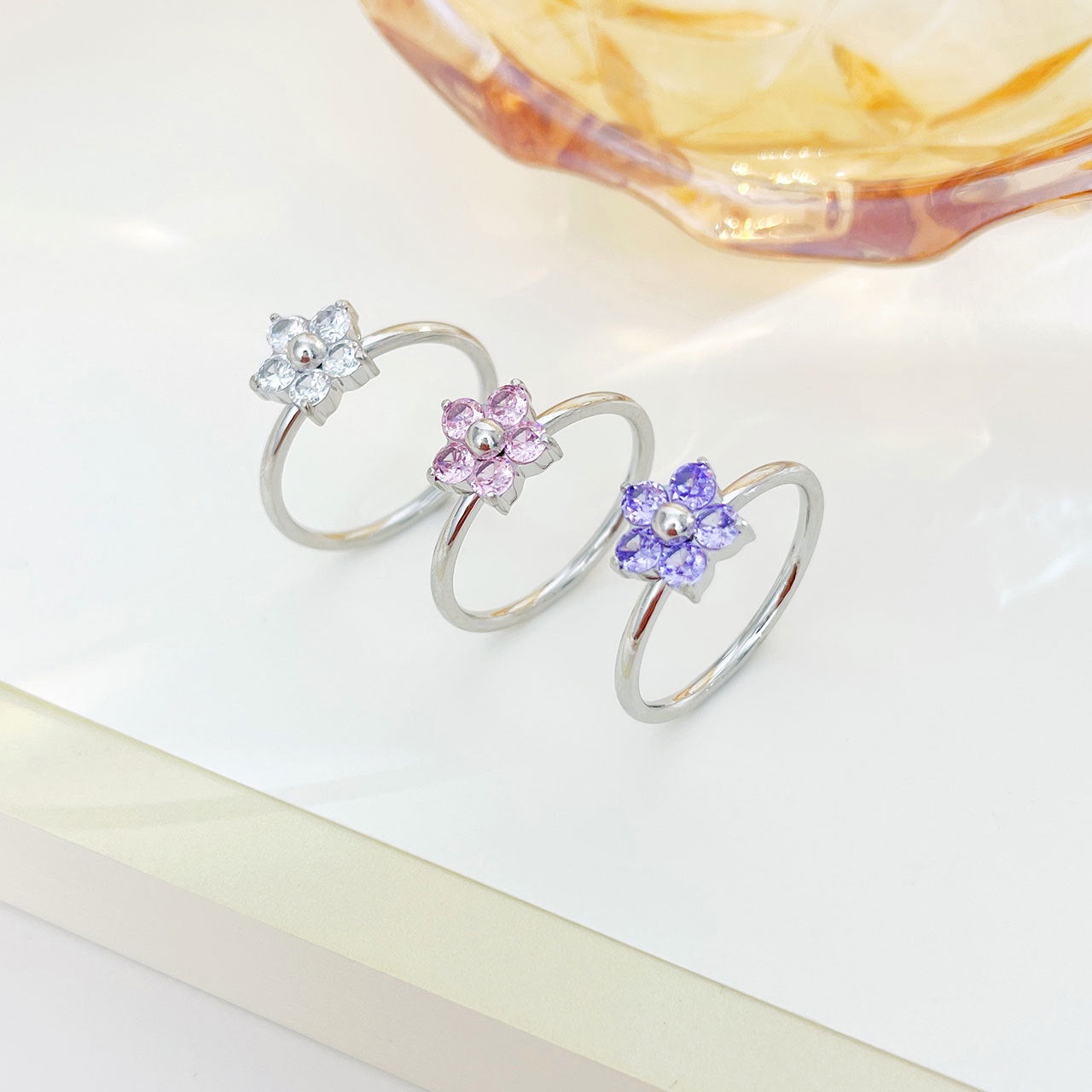 Bague Artsy de personnalité de style froid de fleur simple