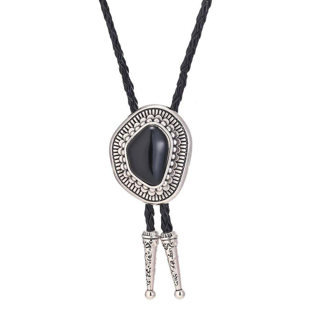 Celtic Pattern Turquoise Agate Bolo Tie